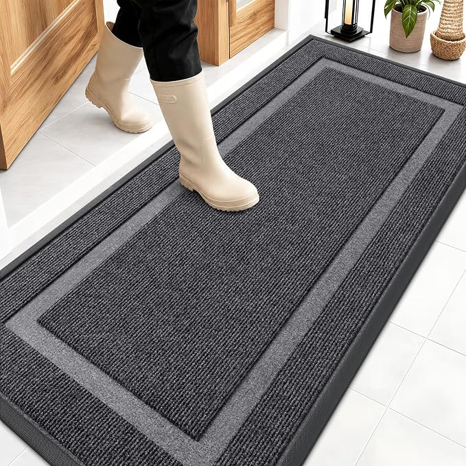 OLANLY Front Door Mat Outside 59x23, All-Season Heavy-Duty Rubber Doormat | Grey by OLANLY