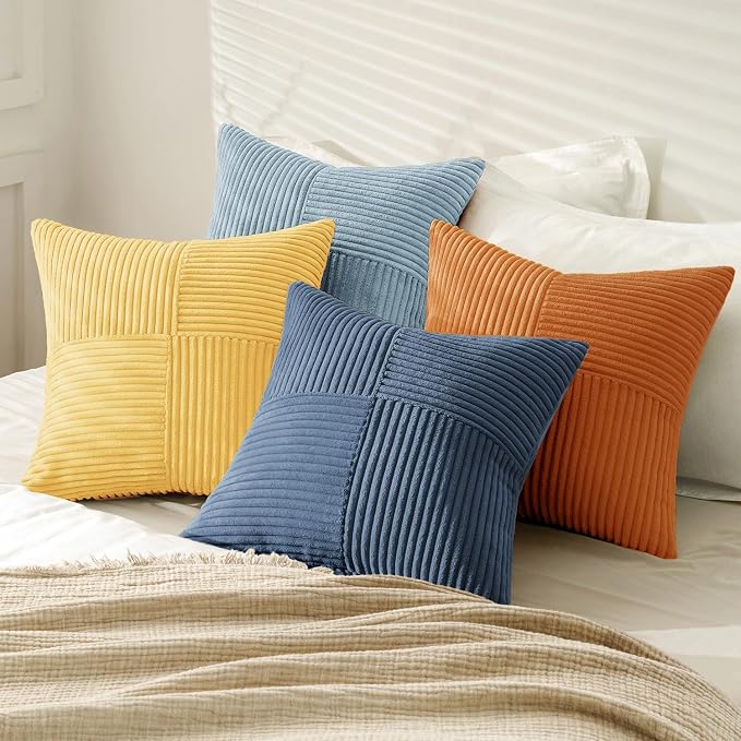 MIULEE Summer Yellow Blue Decorative Throw Pillow Covers 18x18 Inch Set of 4 - Image 4