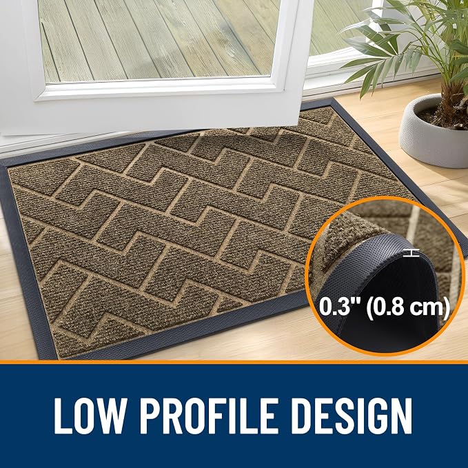OLANLY Front Door Mat Outside 29.5x17, All-Season Absorbent Rubber Doormat | - Image 4