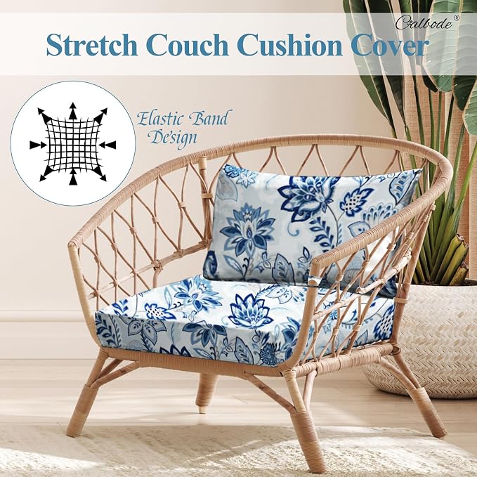 CALBODE 12pcs Floral Printed Stretchy Sofa Cushion Covers - Image 3