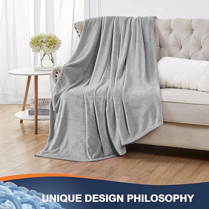 Walensee Fleece Blanket Plush Throw Fuzzy Lightweight (King Size 108x90 Ash Grey) Super Soft Microfiber Flannel Blankets for Couch, Bed, Sofa Ultra Luxurious Warm and Cozy for All Seasons