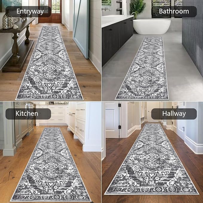 HEBE Hallway Runner Rug 2'8''x12', Washable Non Slip Kitchen Rug Runner | Soft - Image 4