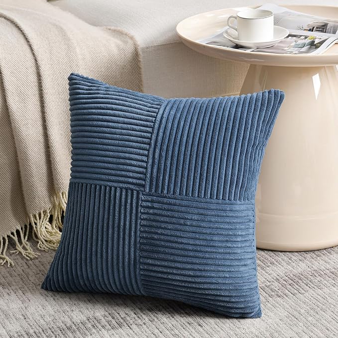 Fancy Homi 2 Packs Dusty Blue Decorative Throw Pillow Covers 22x22 Inch - Image 2