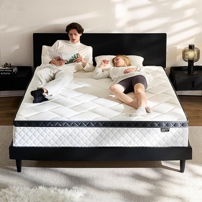 Queen Mattress in a Box, 10 Inch Hybrid Mattress with Individual Pocket Spring & Memory Foam, Motion Isolation, Medium Firm Comfort for Pressure Relief, CertiPUR-US Certified