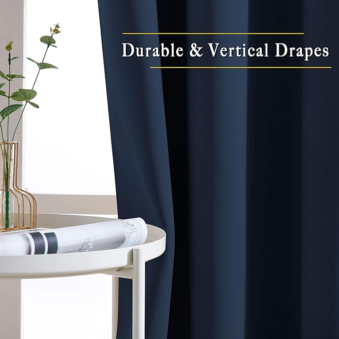 NICETOWN Navy Curtains 96 inches Long, Grommet Thermal Insulated Blackout - Image 5