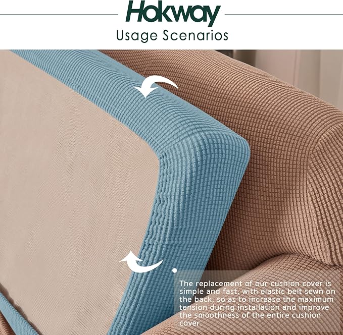 Hokway Couch Cushion Covers Stretch Cushion Covers Sofa Seat Cushion Slipcover - Image 5