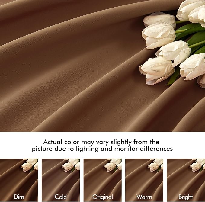 MIULEE Cappuccino Brown Back Tab Blackout Curtains 52"x96" Long 2 Panel Set | - Image 8