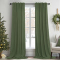 Olive Green Linen Curtains 84 Inch Length by Pitalk