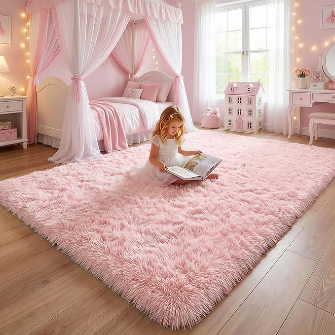 Amdrebio Pink Large Fluffy Plush Big Rug 9x12 - Image 8