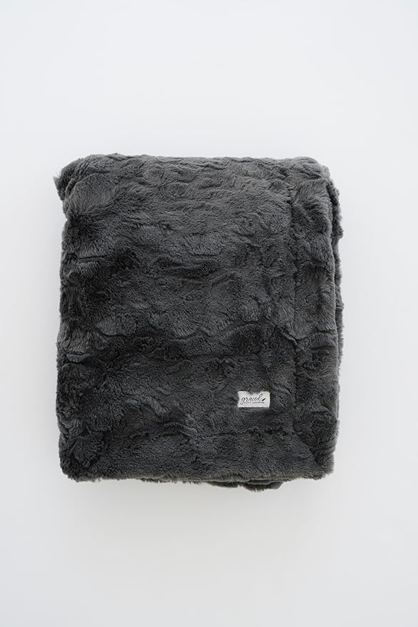 GRACED SOFT LUXURIES Charcoal Extra Large Faux Fur Throw Blanket | Ultra Soft & Fluffy 60x80 inches | Cozy, Thick Warm | Perfect for Bed, Couch, and Lounging Use for Kids & Adults