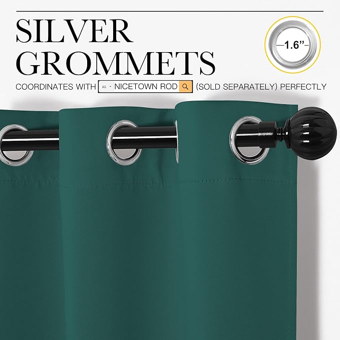 NICETOWN Hunter Green Blackout Curtains 78" Long - Image 3