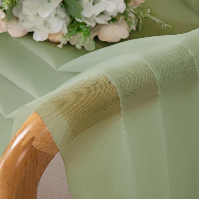 Light Green Sheer Curtains 54 Inches Long 2 Panels - Image 4