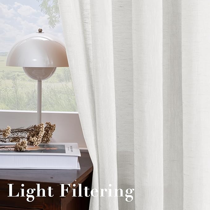 H.VERSAILTEX Natural Linen Semi Sheer Curtains Soft Semi Sheer Curtain Panels - Image 5