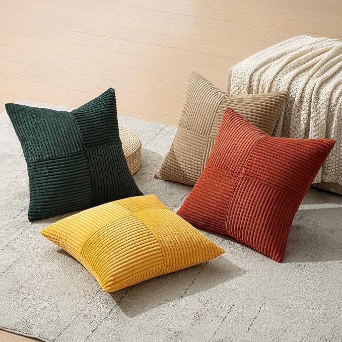 MIULEE Fall Green Rust Throw Pillow Covers 20x20 Inch Set of 4 Boho Farmhouse - Image 6