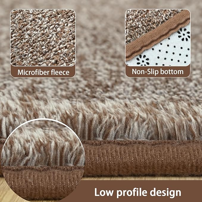 2x6 Runner Rug for Hallway, Long Runner Rugs Non Slip, Matte Brown | Soft - Image 6