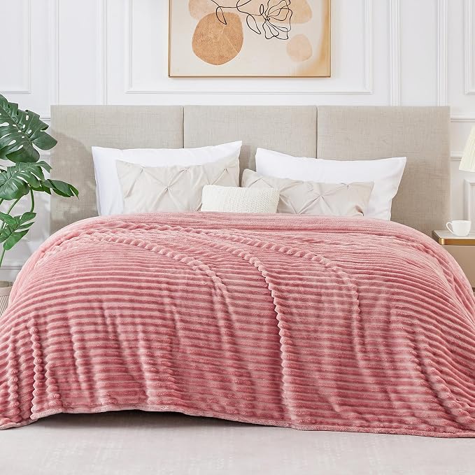 BEDELITE 3D Ribbed Jacquard Pink King Size Blankets - Image 6