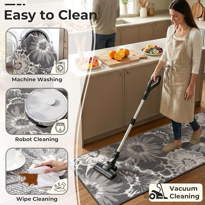 Findosom Hallway Runner Rug 2x8, Non Slip High-Low Textured Floral Washable - Image 7