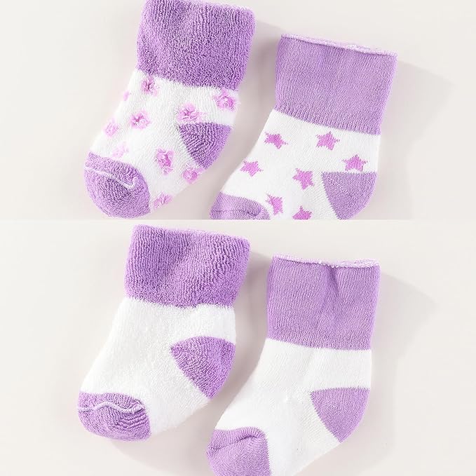 Unisex Baby Terry Socks 5-Pack for Baby boy and girl 0-12 Months Warm Cotton Socks