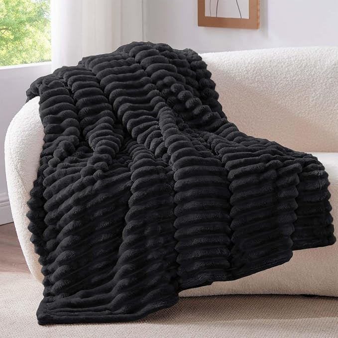 BEDELITE Ribbed Fleece Throw Blanket - Image 2