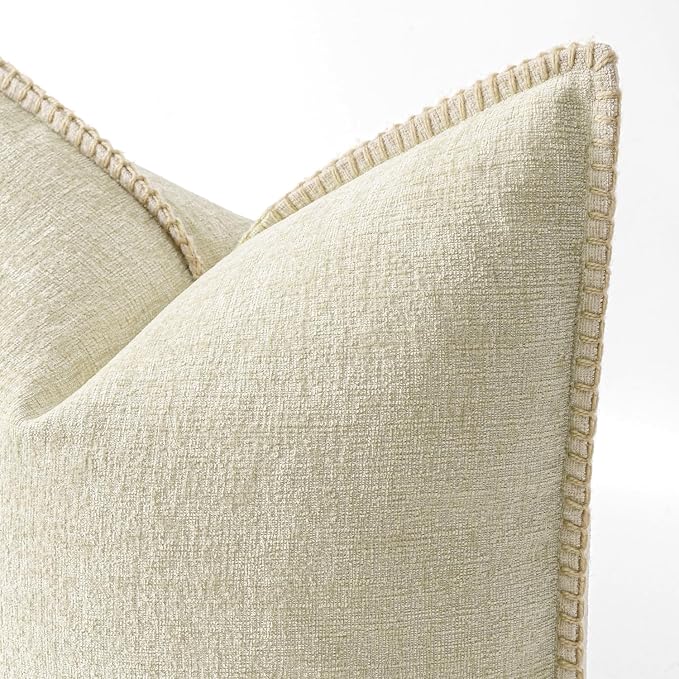 MIULEE Decorative Couch Throw Pillow Covers 20x20 Inch Cream White 2 Pack | - Image 2