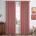 MIULEE 100% Blackout Linen Curtains 42 x 84 Inch Dusty Rose Pink 2 Panels | by MIULEE