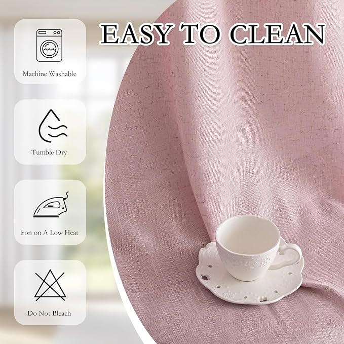MYSKY HOME Pink Curtains for Girls Bedroom Living Room Semi Sheer Light - Image 8