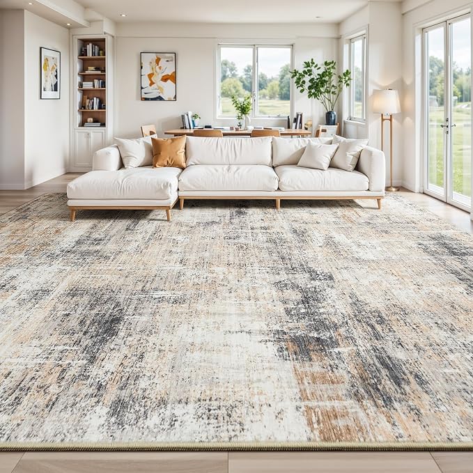 10x14 Area Rug for Living Room, Abstract Washable Non-Slip Large Rugs, Dining by Lofus