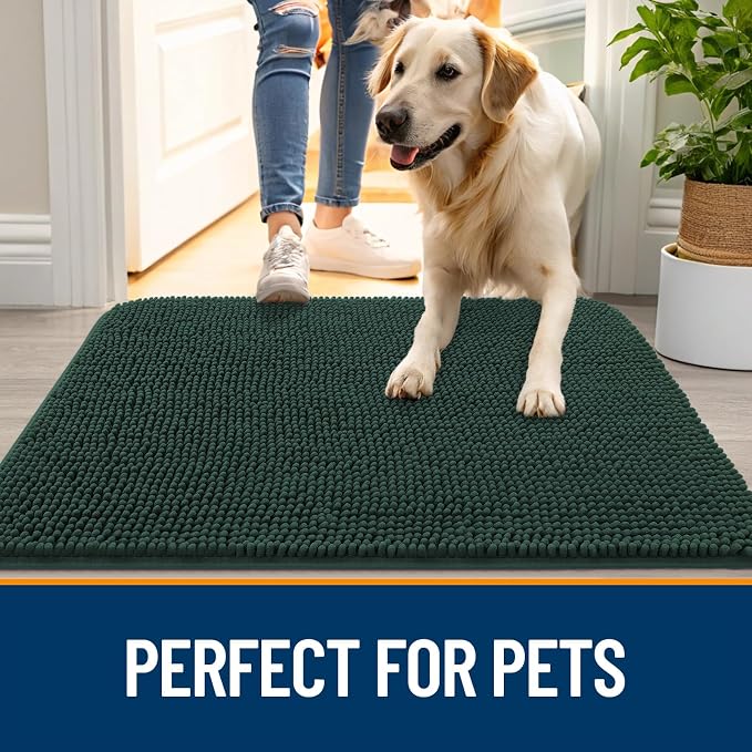 OLANLY Dog Door Mat for Muddy Paws 47x20, Super Absorbent Chenille Mud Mat | - Image 6