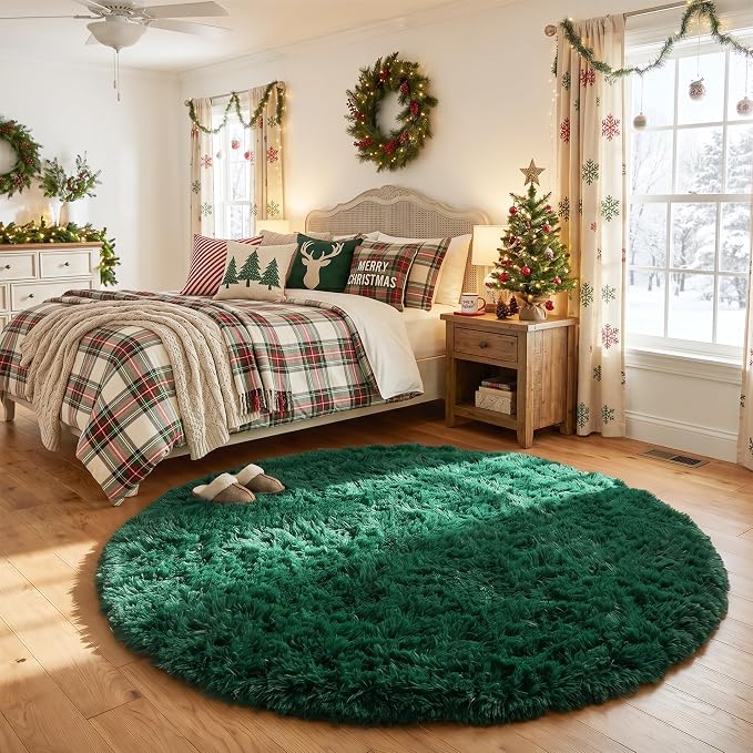 Amdrebio Dark Green Large Round Circle Area Rug 6Ft - Image 4