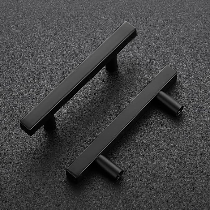 Ravinte 40 Pack Black Cabinet Handles 3 Inch Square Cabinet Pulls Matte Black Square Hardware for Kitchen Cabinets - 5 Inch Total Length