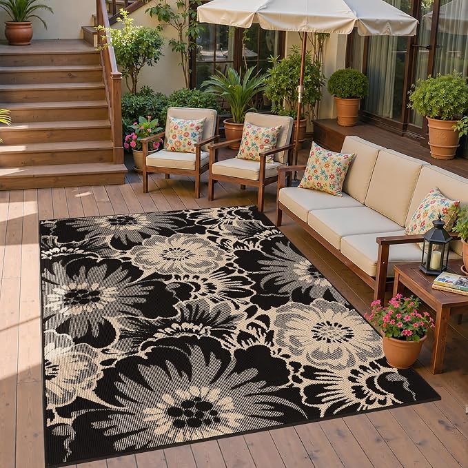 Findosom Washable Area Rug 4x6, Non Slip High-Low Textured Floral Rugs - Image 7
