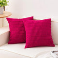 Pack of 2 Corduroy Decorative Throw Pillow Covers 18x18 Inch, Peach Red | Fall by Unknown
