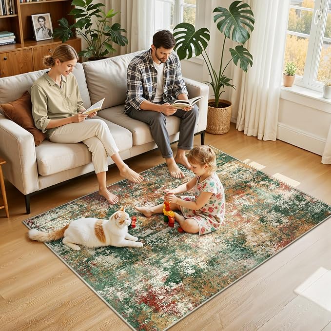 RELEANY Washable 4'x6' Abstract Area Rug - Image 2