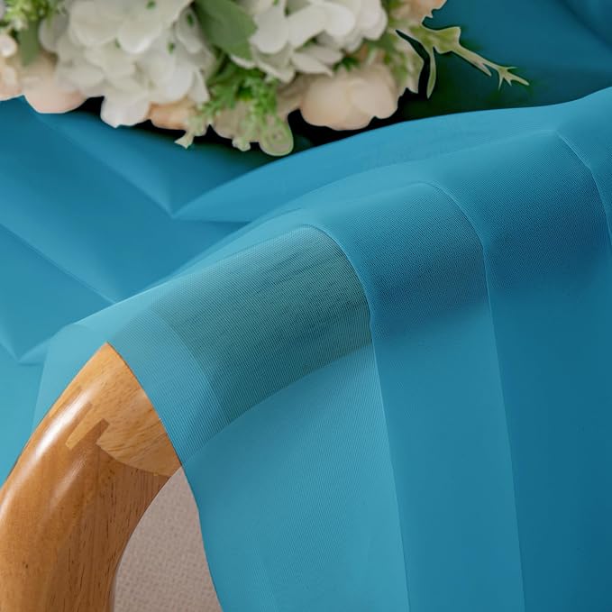 Turquoise Sheer Curtains 84 Inches Long 2 Panels, Light Filtering Voile Curtain - Image 7
