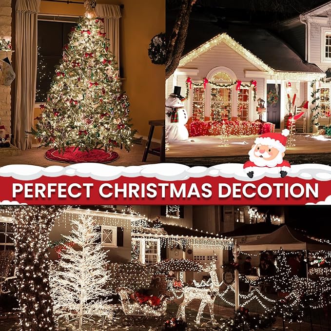 Connectable 240LED 88Ft 13Modes Christmas Lights Outdoor Indoor | Extendable Green Wire Christmas String Lights with Timer | Twinkle Fairy Light Plug in for Xmas Tree Garden Decor Party (Cool White)