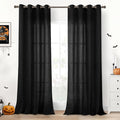YoungsTex Black Linen Semi Sheer Curtains 90 Inch Length by YoungsTex