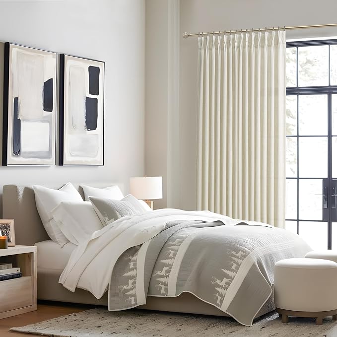 Pinch Pleated Natural Linen Semi Sheer Viral Curtains 94 Inches Long 2 Panels - Image 7