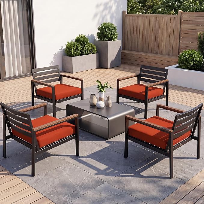 4Pcs Patio Cushion Covers Stretch Outdoor Furniture Protector Slipcovers | - Image 6