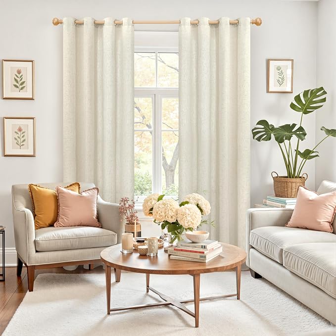 YoungsTex 80 Inch Length Linen Curtains - Image 2