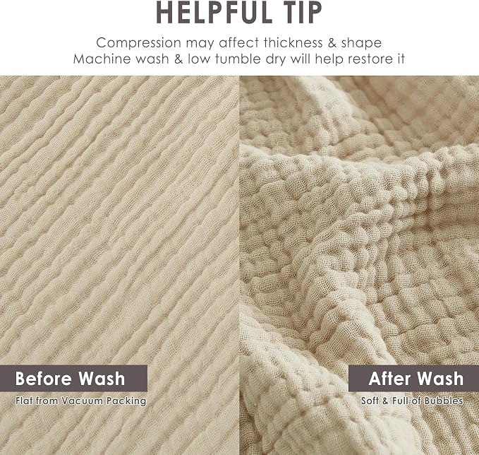 EMME Muslin Blankets for Adults Throw Blanket for Couch Breathable Gauze Soft - Image 6