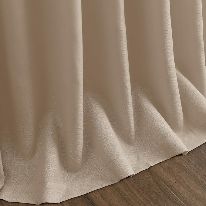 Sepia Beige Linen Curtains 84 Inch Length 2 Panels Set - Image 9