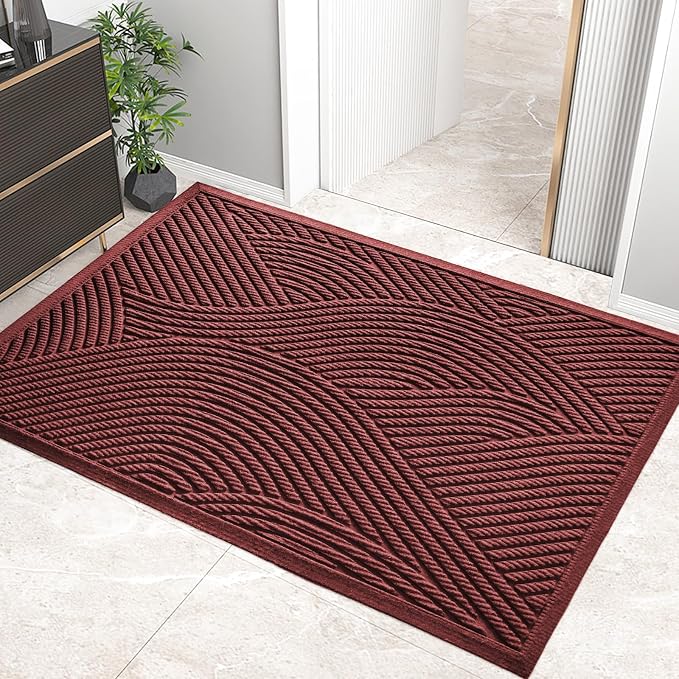 Sturdy Front Door Mat, Absorbent Muddy Dirt Resist Welcome Door Mats Outdoor by HIYARD