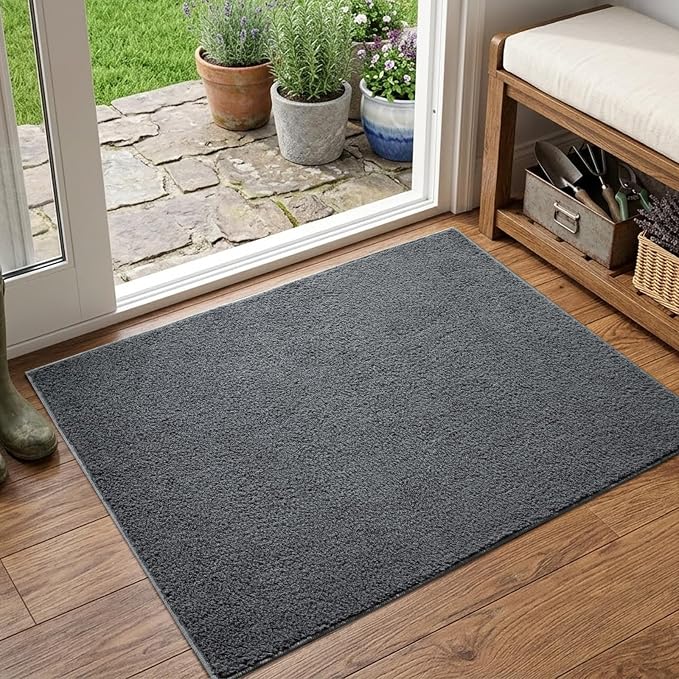 2x3 Dark Grey Solid Area Rug Washable Non-Slip Soft by Unknown