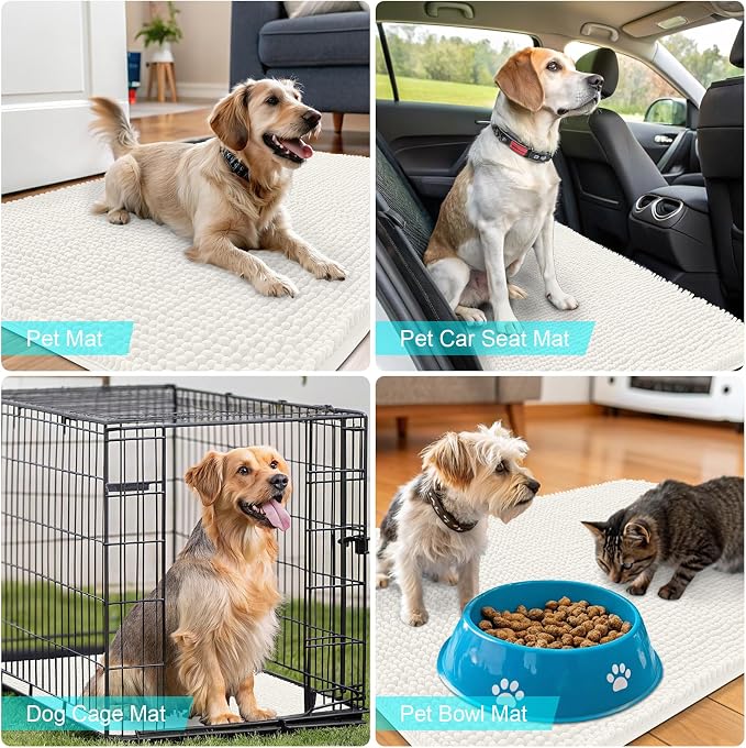 OLANLY Dog Door Mat for Muddy Paws 59x24, Super Absorbent Chenille Mud Mat | - Image 7