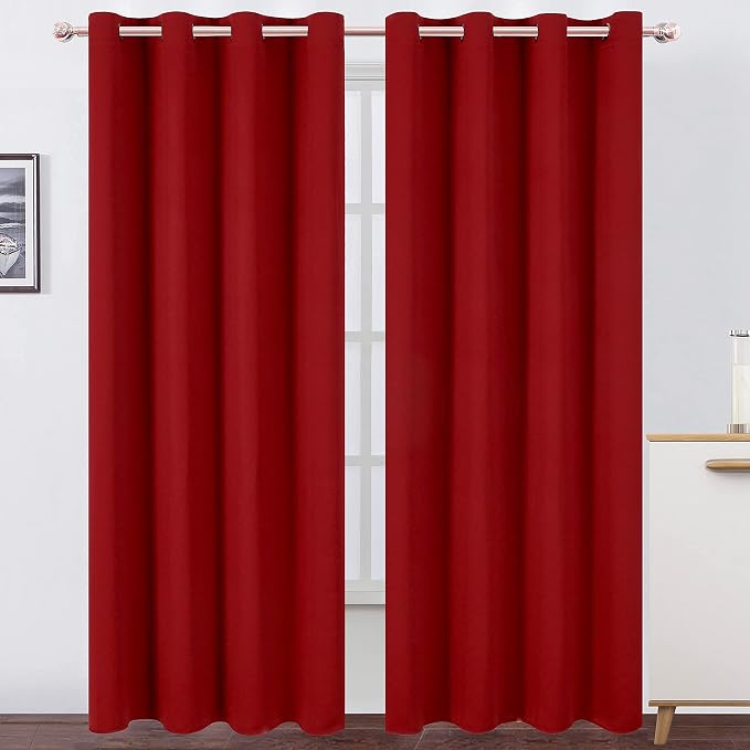 Red Curtains 52 x 84 Inch Long/Blackout Curtains Set of 2 Panels/Room Darkening by Lemomo