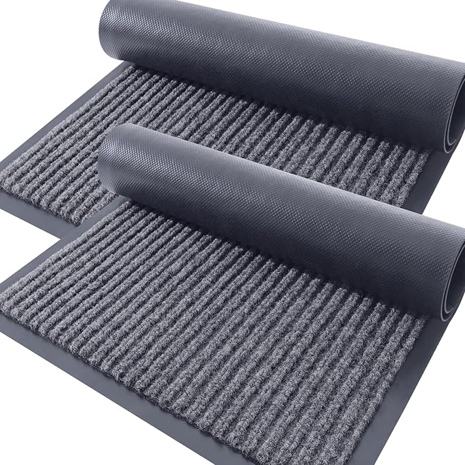 OLANLY 2-Pack Front Door Mats 59x34, Waterproof Heavy-Duty Doormats | Grey by OLANLY