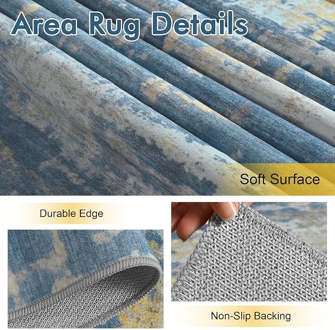 2x6 Ft Washable Runner Rug, Non-Slip Low Pile Hallway Kitchen Area Rug - Image 5