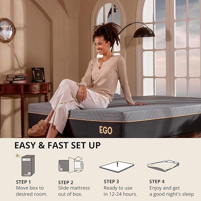 EGOHOME 12 Inch Twin Memory Foam Mattress for Back Pain, Cooling Copper Gel Bed in a Box, Foam Made in USA, CertiPUR-US Certified, Therapeutic Medium Firm, Daybed 38x75x12 Black