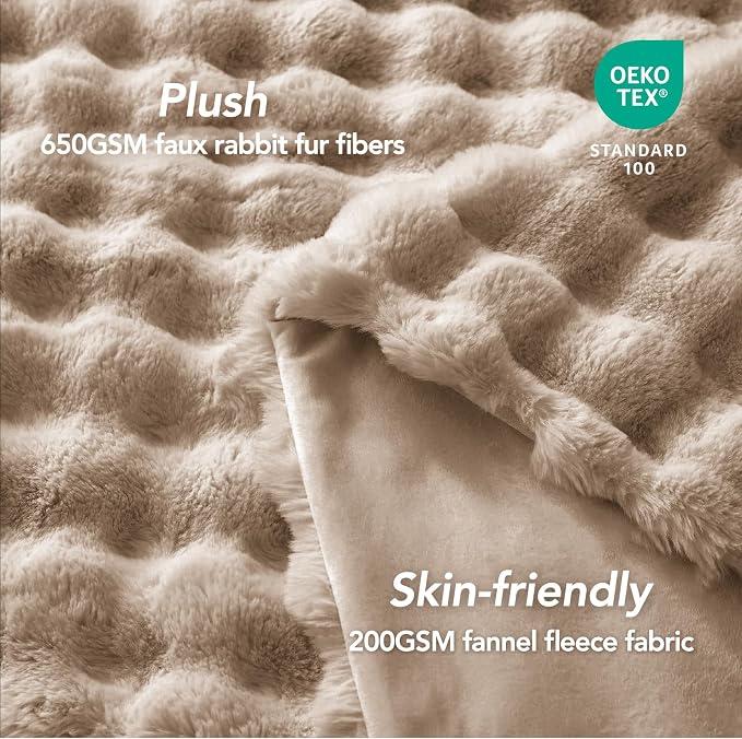 L'AGRATY Faux Rabbit Fur Throw Blanket - Image 3