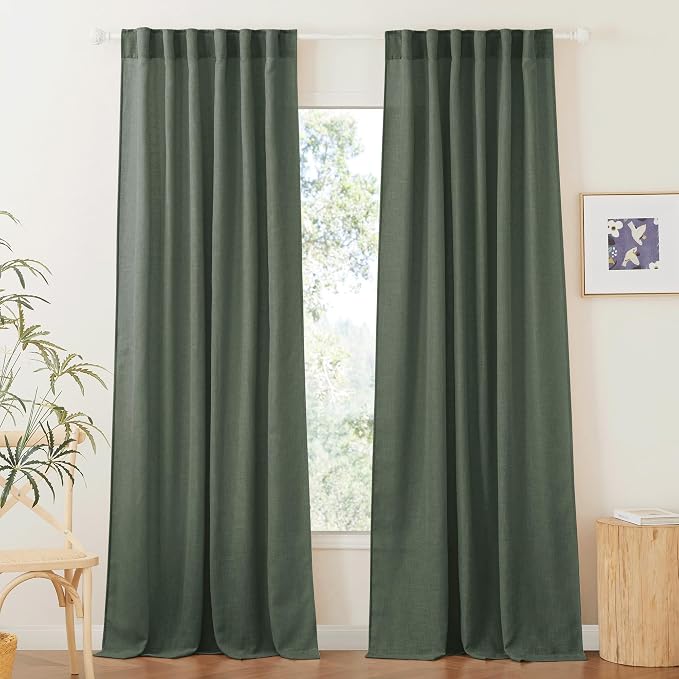 RYB HOME Linen Semi Sheer Curtains by RYBHOME